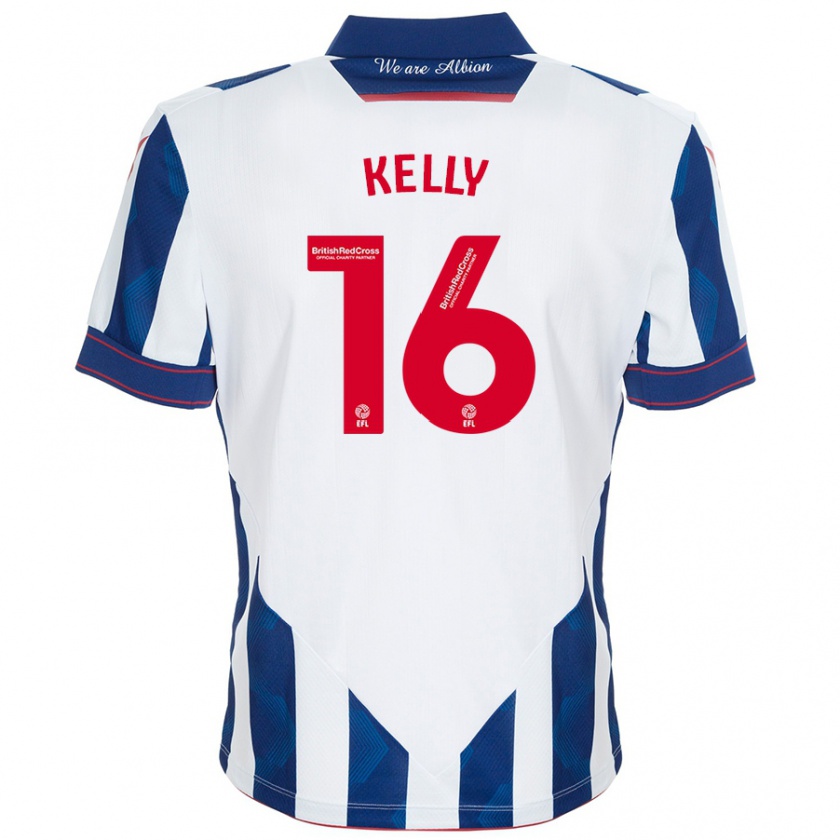 Kandiny Uomo Maglia Martin Kelly #16 Bianco Blu Scuro Kit Gara Home 2024/25 Maglietta