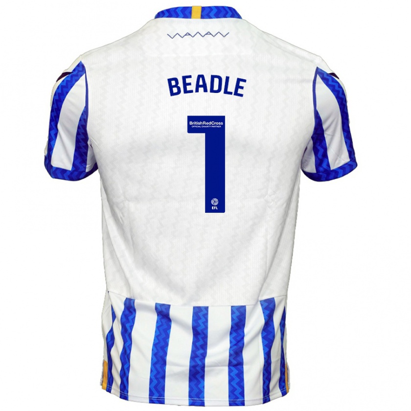 Kandiny Hombre Camiseta James Beadle #1 Azul Blanco 1ª Equipación 2024/25 La Camisa