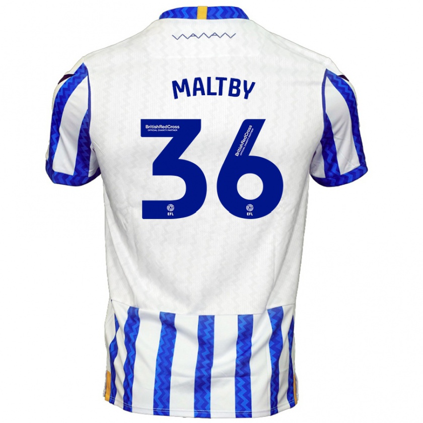 Kandiny Uomo Maglia Mackenzie Maltby #36 Blu Bianco Kit Gara Home 2024/25 Maglietta