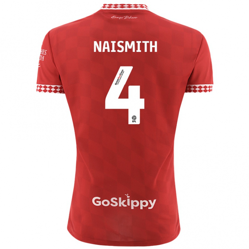 Kandiny Heren Kal Naismith #4 Rood Thuisshirt Thuistenue 2024/25 T-Shirt