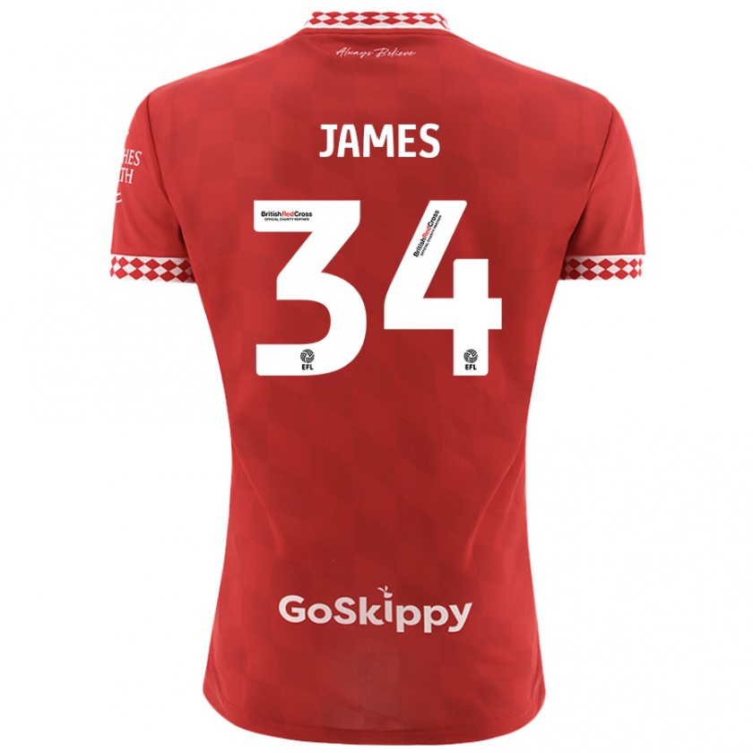 Kandiny Herren Joseph James #34 Rot Heimtrikot Trikot 2024/25 T-Shirt Österreich