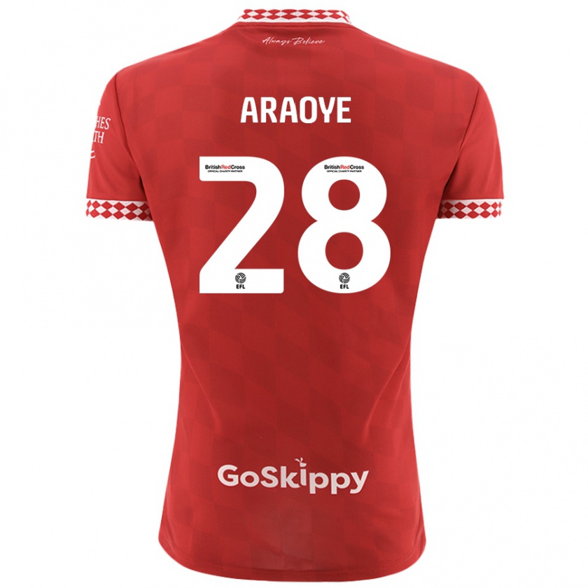 Kandiny Heren Raphael Araoye #28 Rood Thuisshirt Thuistenue 2024/25 T-Shirt