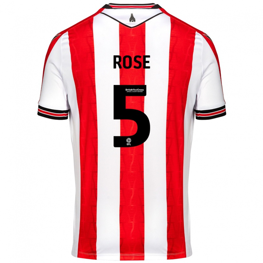 Kandiny Heren Michael Rose #5 Rood Wit Thuisshirt Thuistenue 2024/25 T-Shirt