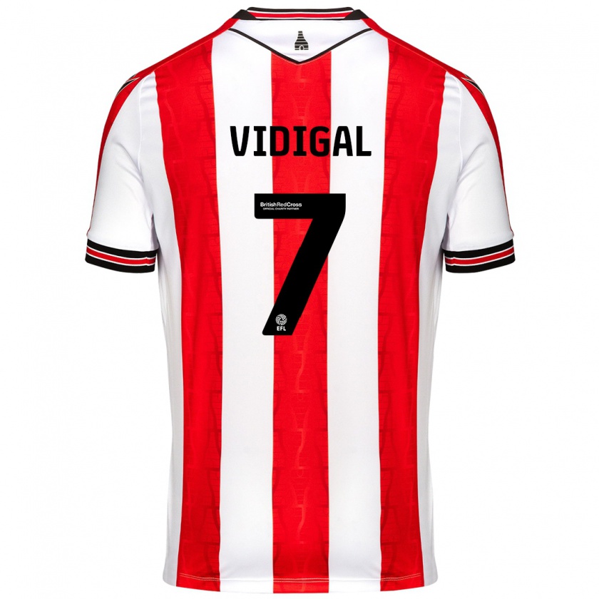 Kandiny Hombre Camiseta André Vidigal #7 Rojo Blanco 1ª Equipación 2024/25 La Camisa