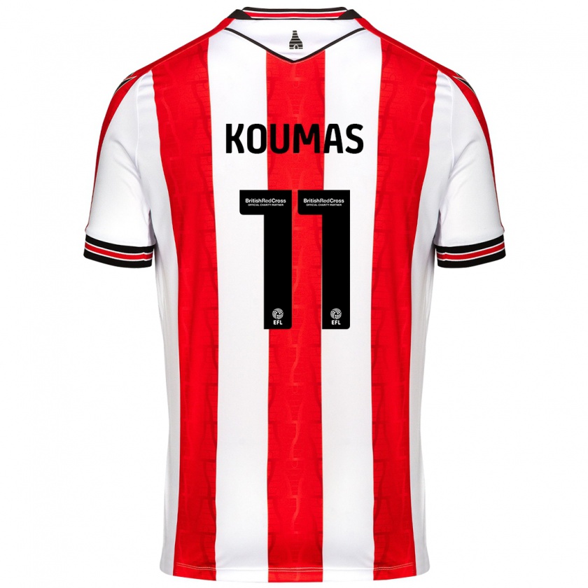 Kandiny Uomo Maglia Lewis Koumas #11 Rosso Bianco Kit Gara Home 2024/25 Maglietta