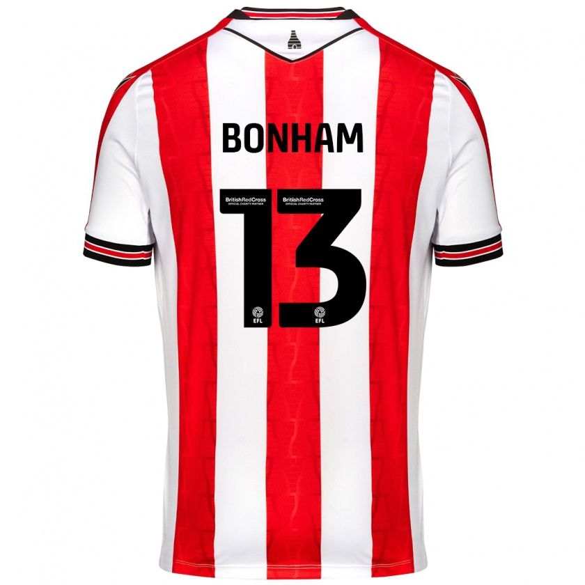 Kandiny Uomo Maglia Jack Bonham #13 Rosso Bianco Kit Gara Home 2024/25 Maglietta