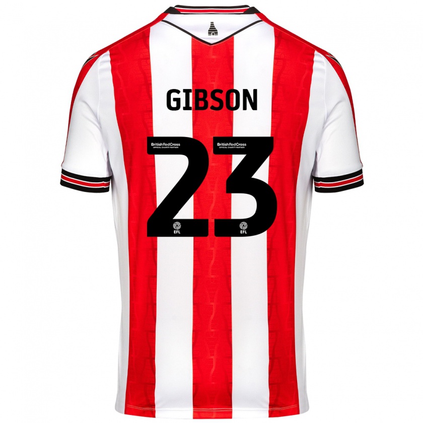 Kandiny Hombre Camiseta Ben Gibson #23 Rojo Blanco 1ª Equipación 2024/25 La Camisa