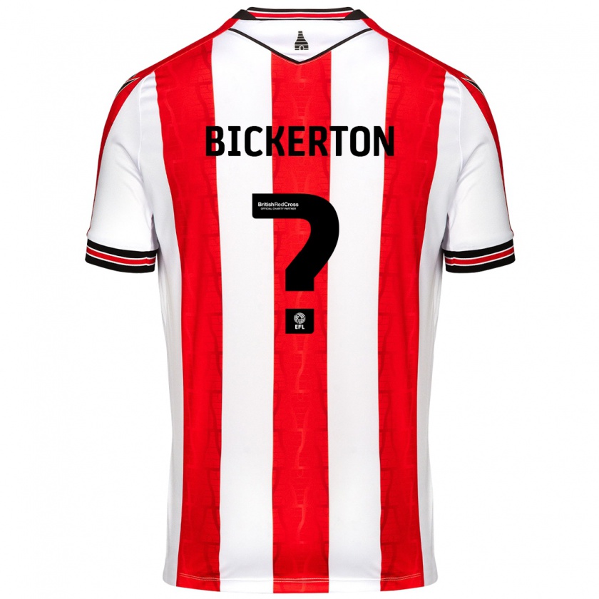 Kandiny Hombre Camiseta Josh Bickerton #0 Rojo Blanco 1ª Equipación 2024/25 La Camisa