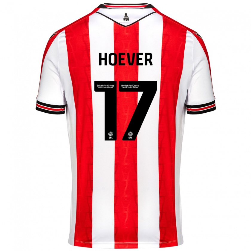 Kandiny Hombre Camiseta Ki-Jana Hoever #17 Rojo Blanco 1ª Equipación 2024/25 La Camisa