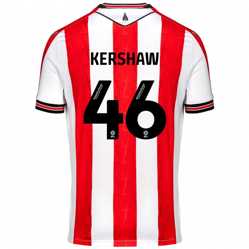 Kandiny Hombre Camiseta Ben Kershaw #46 Rojo Blanco 1ª Equipación 2024/25 La Camisa