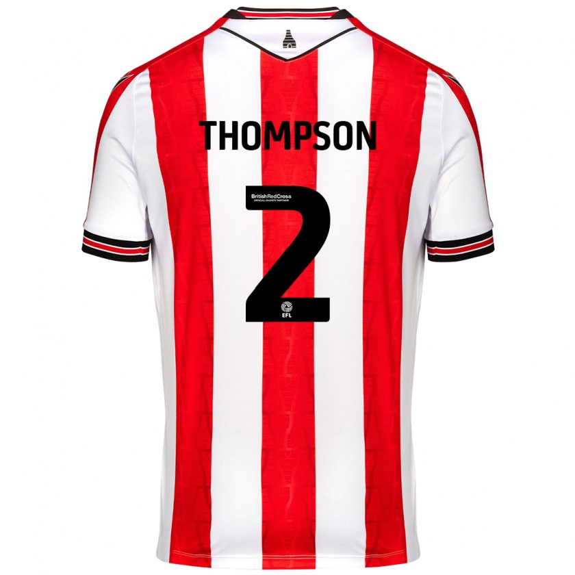 Kandiny Uomo Maglia Sophie Thompson #2 Rosso Bianco Kit Gara Home 2024/25 Maglietta