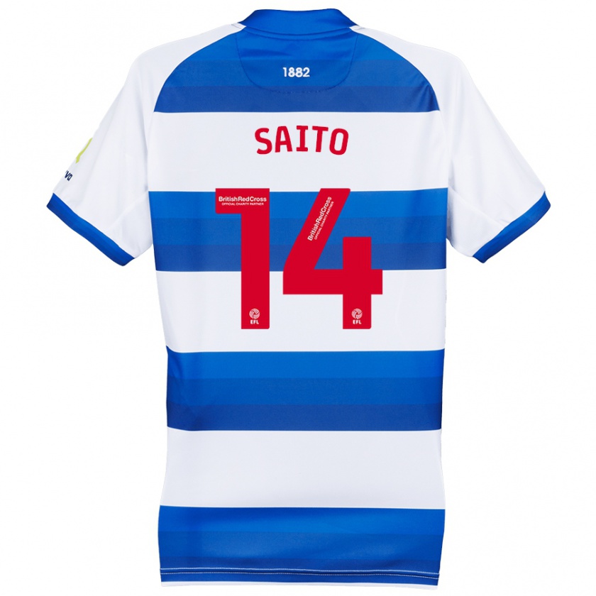 Kandiny Uomo Maglia Koki Saito #14 Bianco Blu Kit Gara Home 2024/25 Maglietta