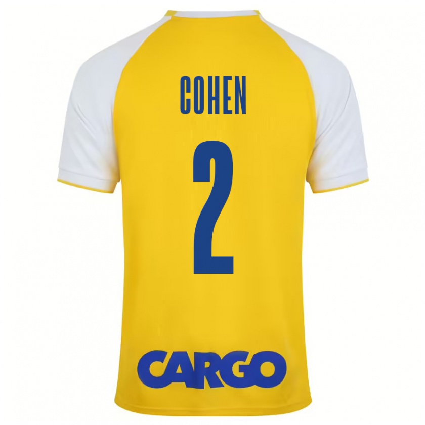 Kandiny Uomo Maglia Avishay Cohen #2 Giallo Bianco Kit Gara Home 2024/25 Maglietta