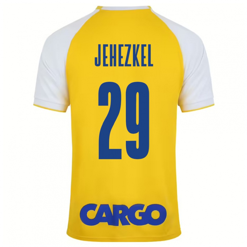 Kandiny Hombre Camiseta Sagiv Jehezkel #29 Amarillo Blanco 1ª Equipación 2024/25 La Camisa