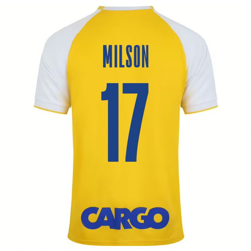 Kandiny Hombre Camiseta Milson #17 Amarillo Blanco 1ª Equipación 2024/25 La Camisa