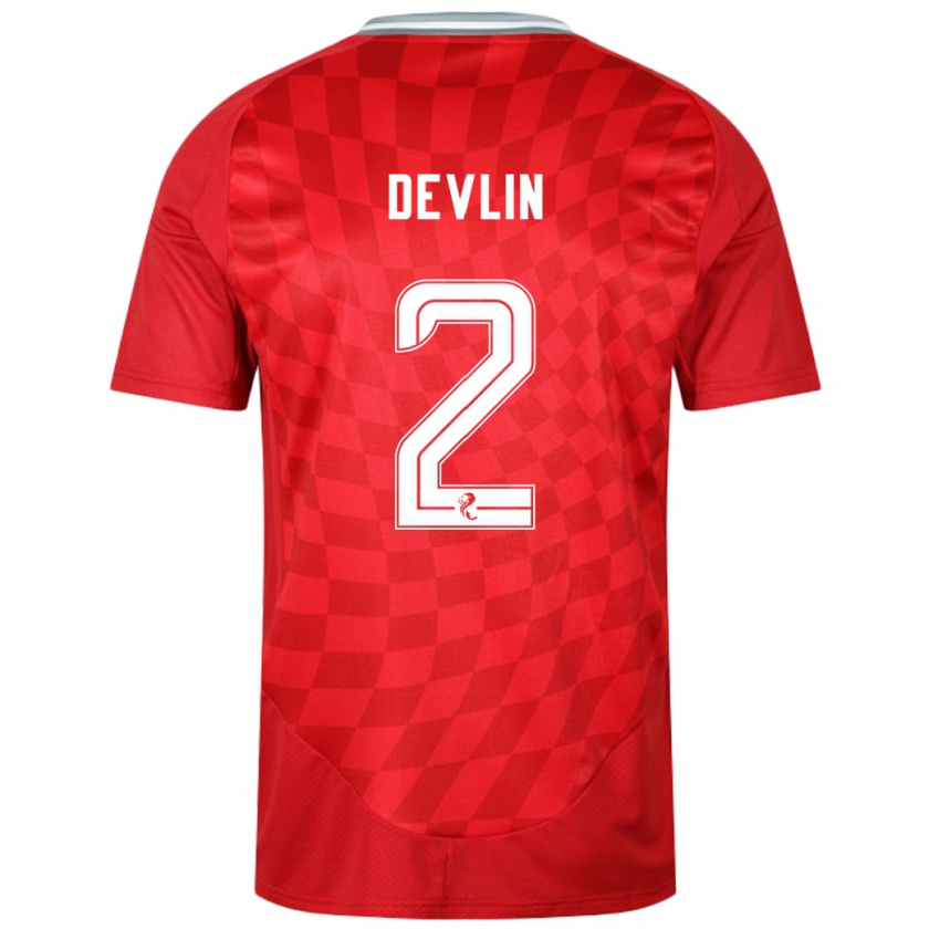 Kandiny Hombre Camiseta Nicky Devlin #2 Rojo 1ª Equipación 2024/25 La Camisa