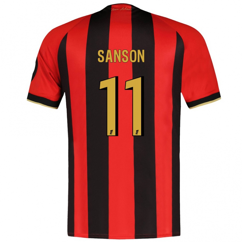 Kandiny Uomo Maglia Morgan Sanson #11 Rosso Nero Kit Gara Home 2024/25 Maglietta