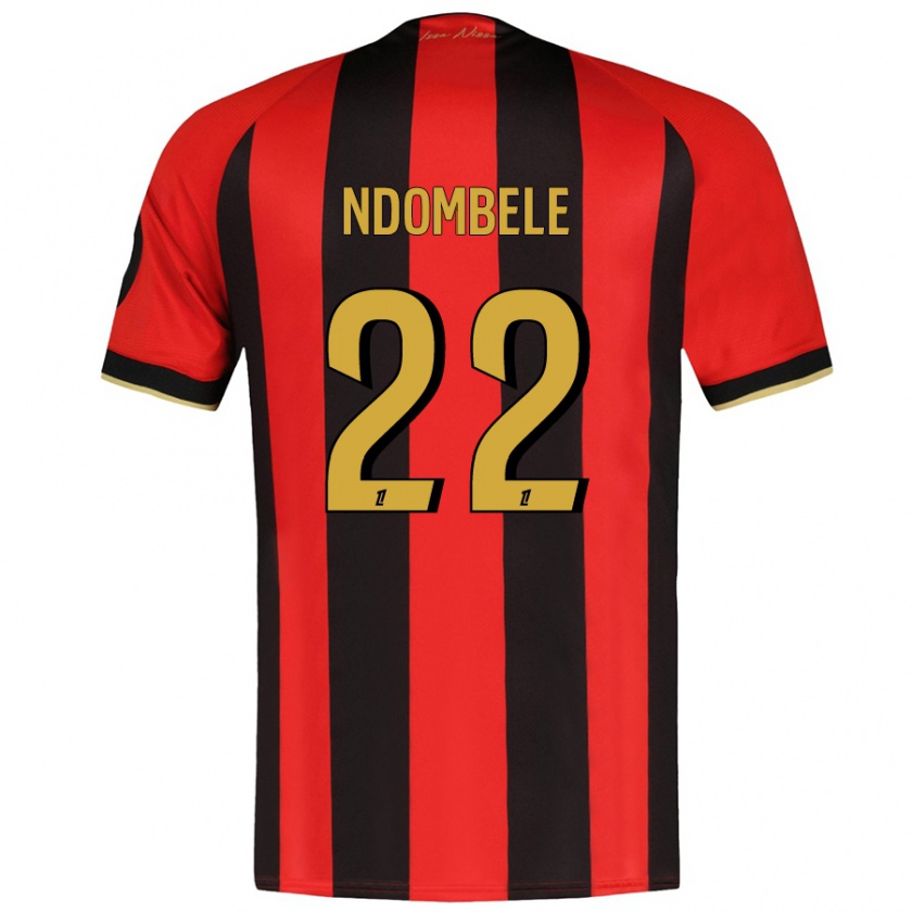 Kandiny Hombre Camiseta Tanguy Ndombélé #22 Rojo Negro 1ª Equipación 2024/25 La Camisa