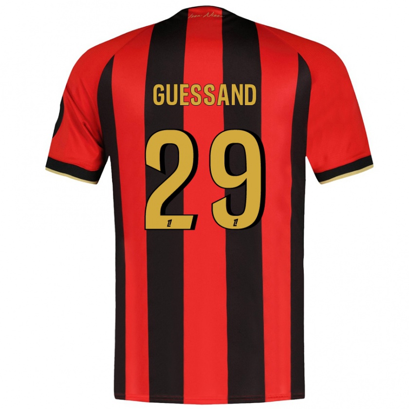 Kandiny Uomo Maglia Evann Guessand #29 Rosso Nero Kit Gara Home 2024/25 Maglietta