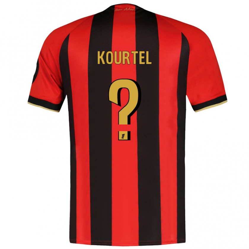 Kandiny Uomo Maglia Kaïs Kourtel #0 Rosso Nero Kit Gara Home 2024/25 Maglietta