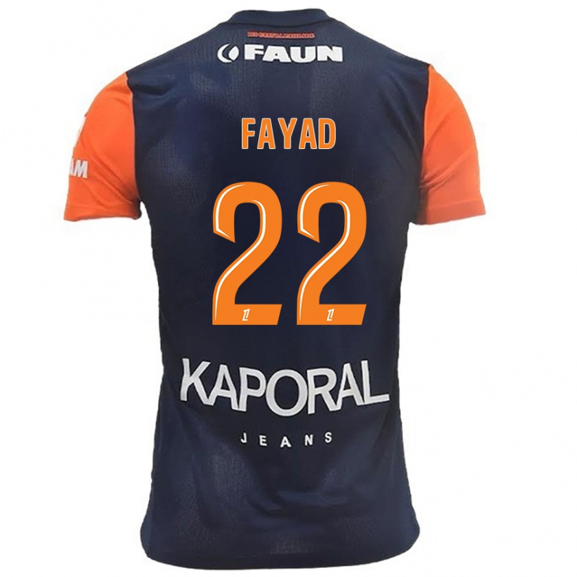 Kandiny Heren Khalil Fayad #22 Marineblauw Oranje Thuisshirt Thuistenue 2024/25 T-Shirt