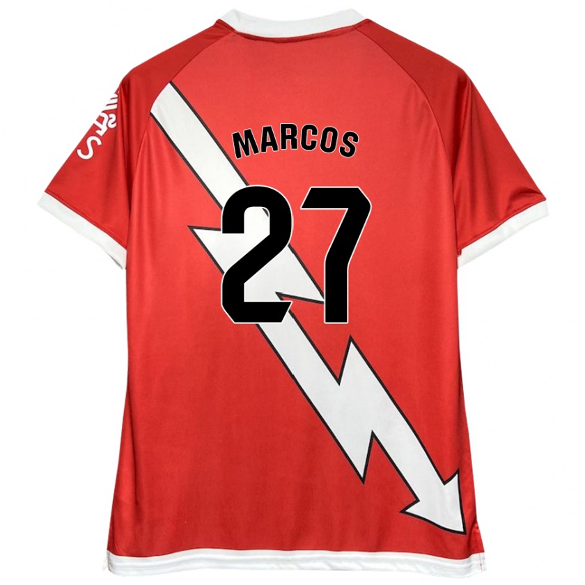 Kandiny Heren Álvaro Marcos #27 Wit Rood Thuisshirt Thuistenue 2024/25 T-Shirt