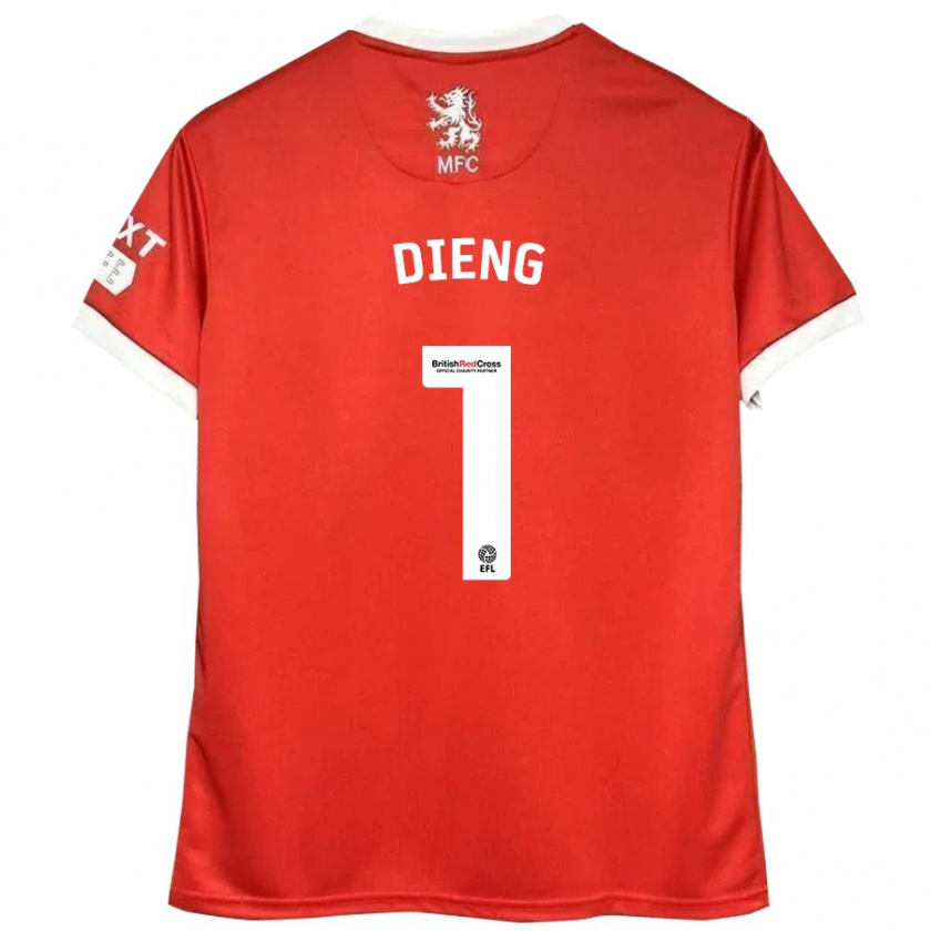 Kandiny Uomo Maglia Seny Dieng #1 Rosso Bianco Kit Gara Home 2024/25 Maglietta