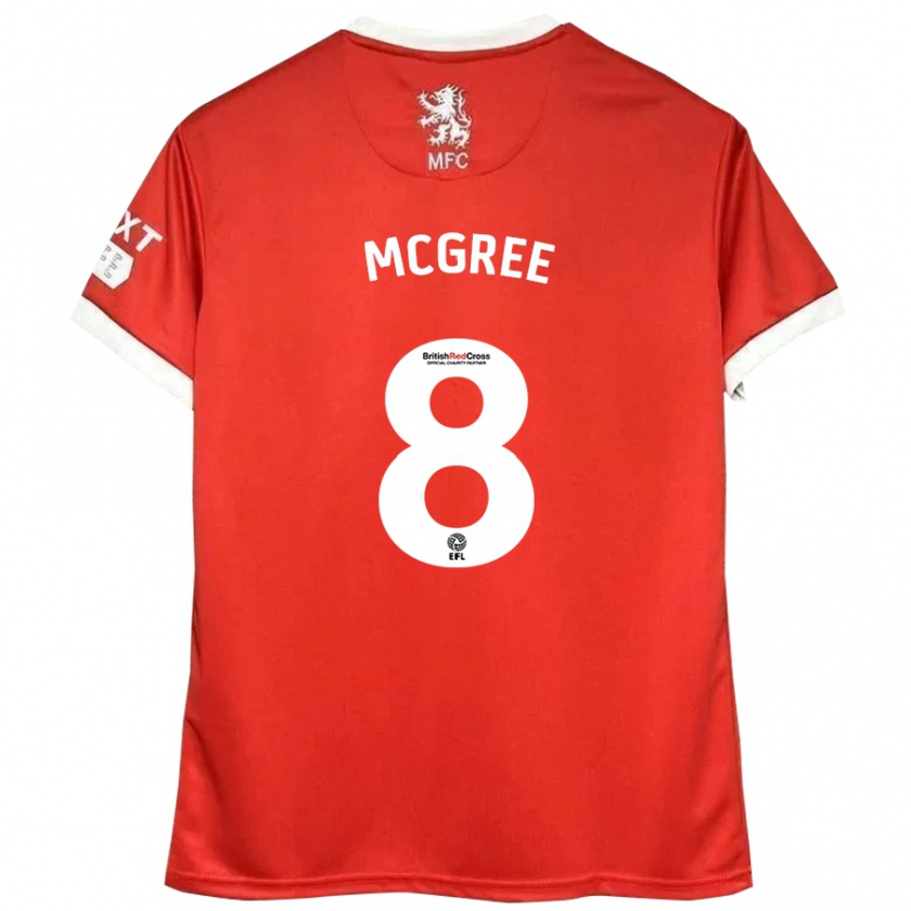 Kandiny Uomo Maglia Riley Mcgree #8 Rosso Bianco Kit Gara Home 2024/25 Maglietta