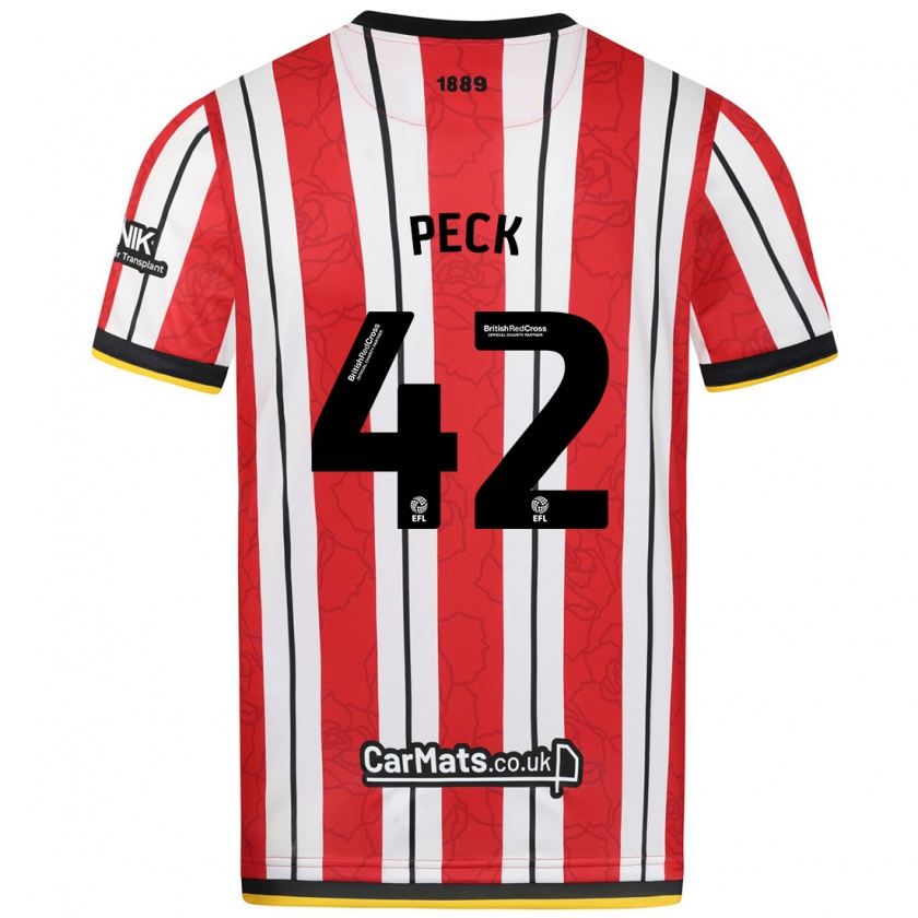 Kandiny Uomo Maglia Sydie Peck #42 Rosso Strisce Bianche Kit Gara Home 2024/25 Maglietta