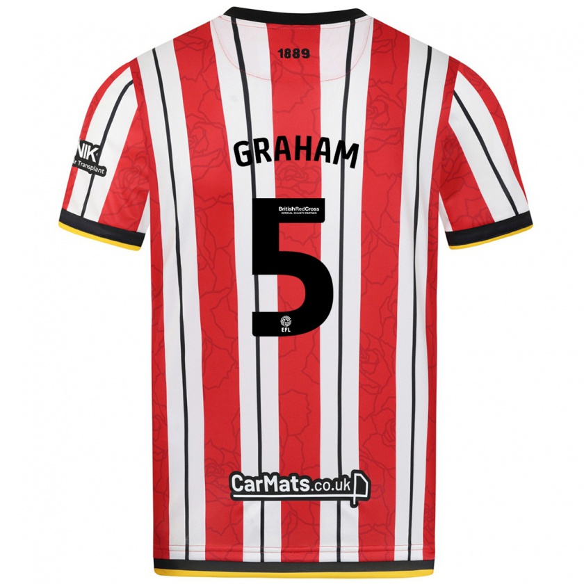 Kandiny Hombre Camiseta Molly Graham #5 Rojo Blanco Rayas 1ª Equipación 2024/25 La Camisa