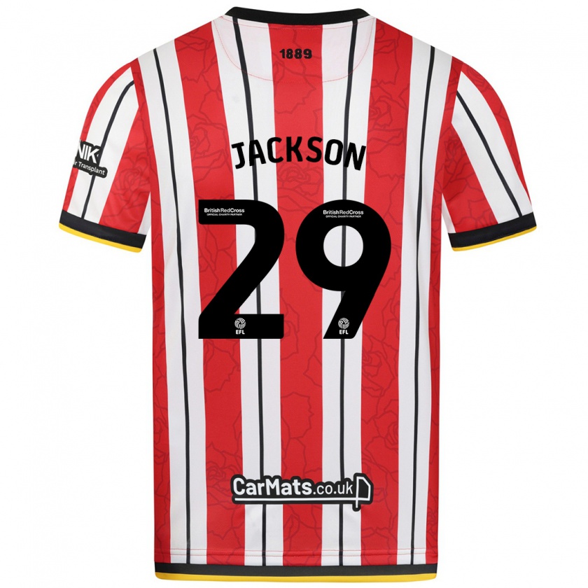 Kandiny Hombre Camiseta Fallon Connolly-Jackson #29 Rojo Blanco Rayas 1ª Equipación 2024/25 La Camisa