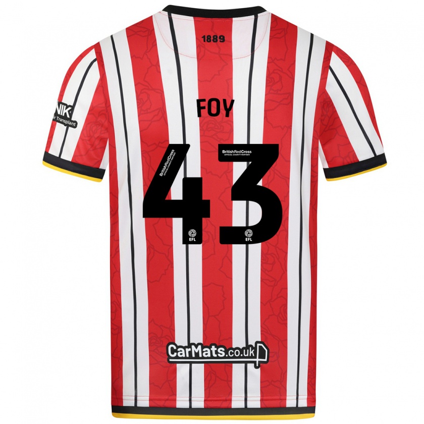 Kandiny Uomo Maglia Gus Foy #43 Rosso Strisce Bianche Kit Gara Home 2024/25 Maglietta