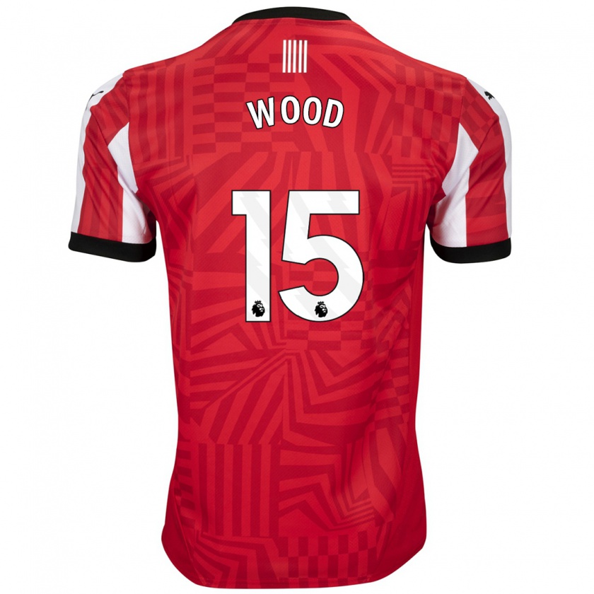 Kandiny Heren Nathan Wood #15 Rood Wit Thuisshirt Thuistenue 2024/25 T-Shirt