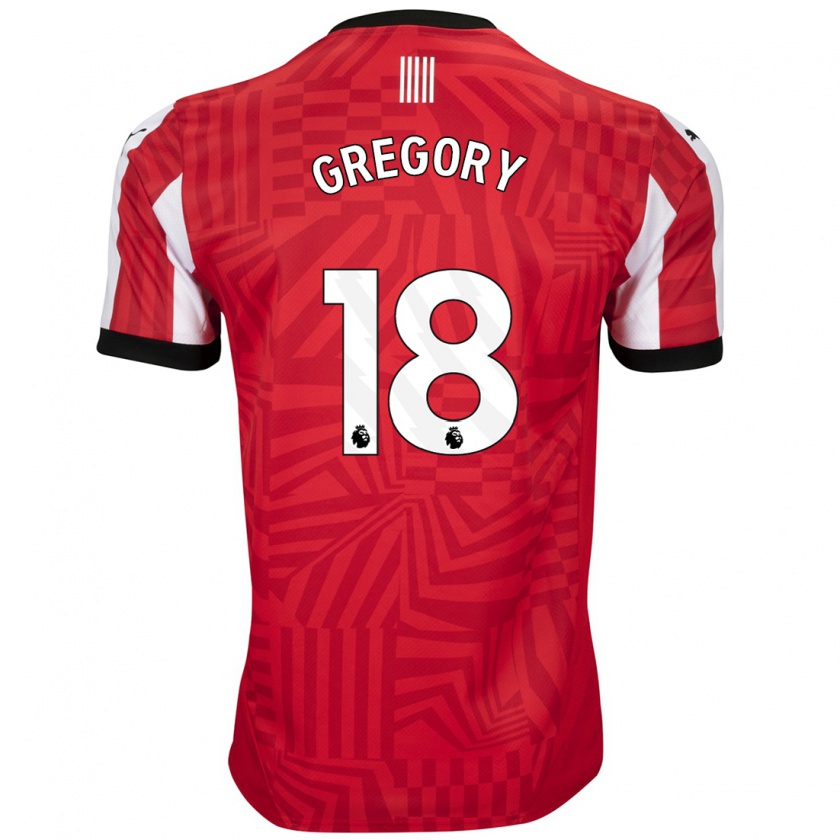 Kandiny Uomo Maglia Freya Gregory #18 Rosso Bianco Kit Gara Home 2024/25 Maglietta