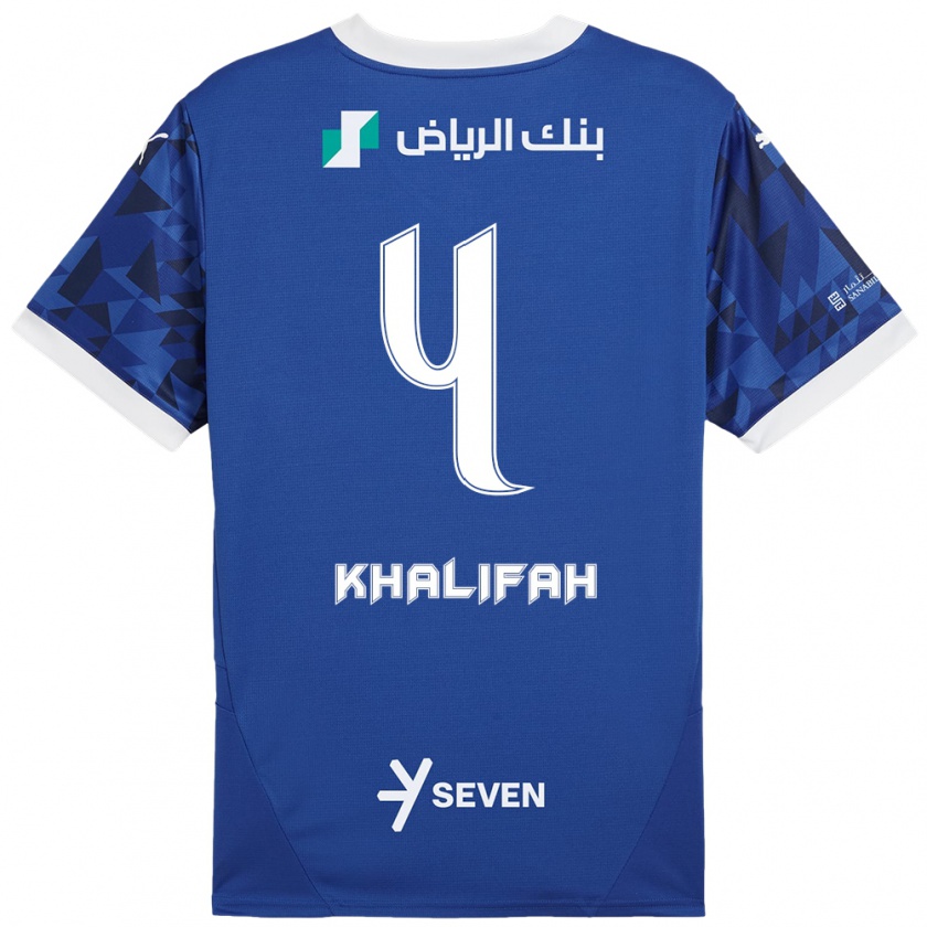 Kandiny Heren Khalifah Al-Dawsari #4 Donkerblauw Wit Thuisshirt Thuistenue 2024/25 T-Shirt België