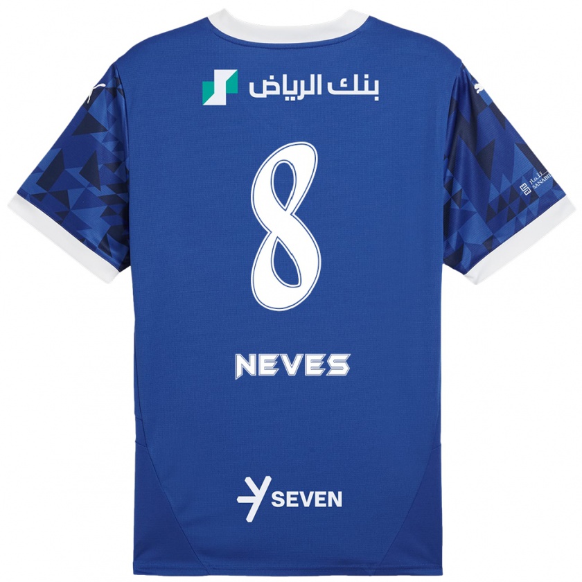 Kandiny Uomo Maglia Rúben Neves #8 Blu Scuro Bianco Kit Gara Home 2024/25 Maglietta