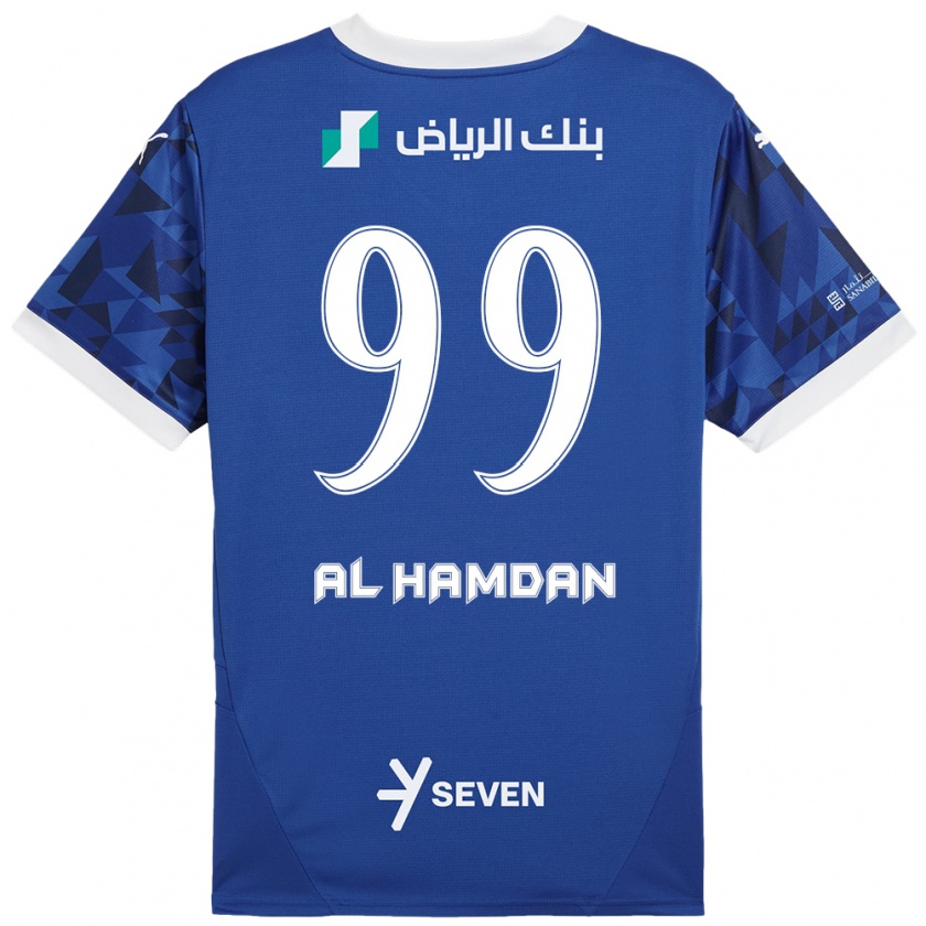 Kandiny Heren Abdullah Al-Hamdan #99 Donkerblauw Wit Thuisshirt Thuistenue 2024/25 T-Shirt