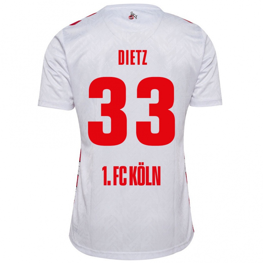 Kandiny Hombre Camiseta Florian Dietz #33 Blanco Rojo 1ª Equipación 2024/25 La Camisa