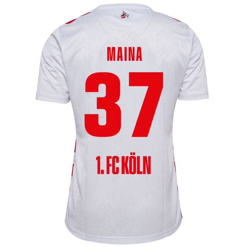 Kandiny Hombre Camiseta Linton Maina #37 Blanco Rojo 1ª Equipación 2024/25 La Camisa