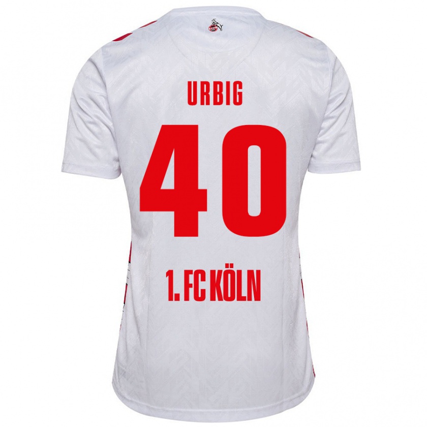 Kandiny Hombre Camiseta Jonas Urbig #40 Blanco Rojo 1ª Equipación 2024/25 La Camisa