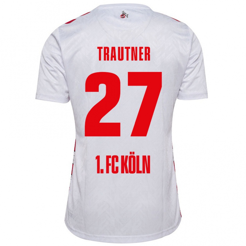 Kandiny Uomo Maglia Tobias Trautner #27 Bianco Rosso Kit Gara Home 2024/25 Maglietta