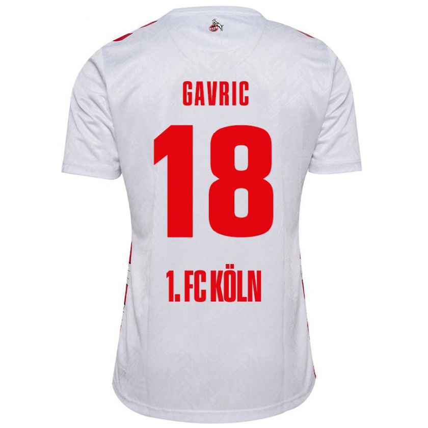 Kandiny Hombre Camiseta Andrea Gavrić #18 Blanco Rojo 1ª Equipación 2024/25 La Camisa