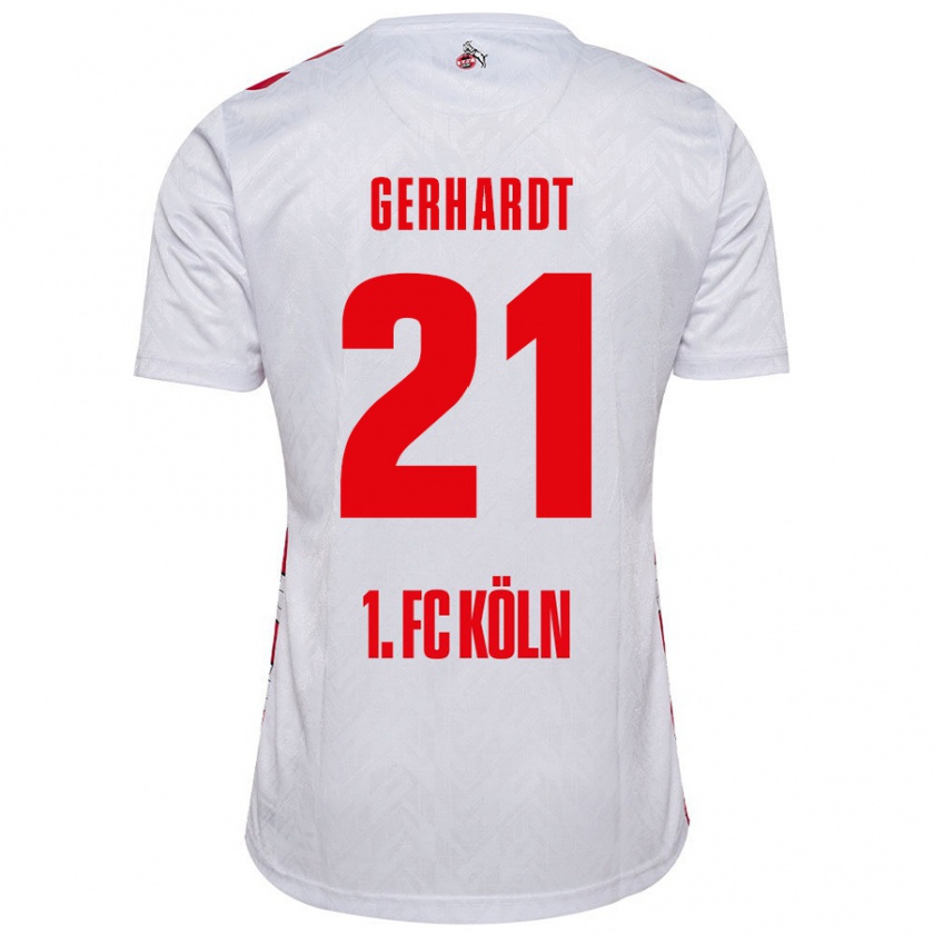 Kandiny Hombre Camiseta Anna Gerhardt #21 Blanco Rojo 1ª Equipación 2024/25 La Camisa