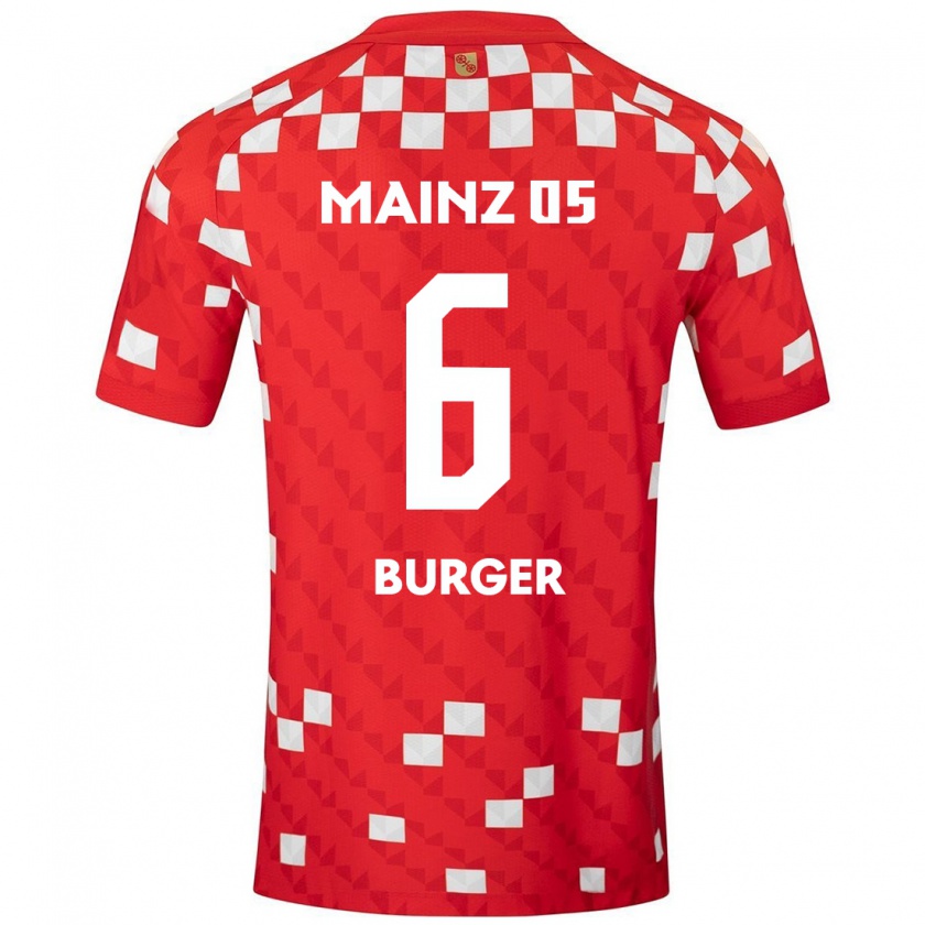 Kandiny Män Korbinian Burger #6 Vit Röd Hemmatröja Matchtröjor 2024/25 Tröjor T-Tröja