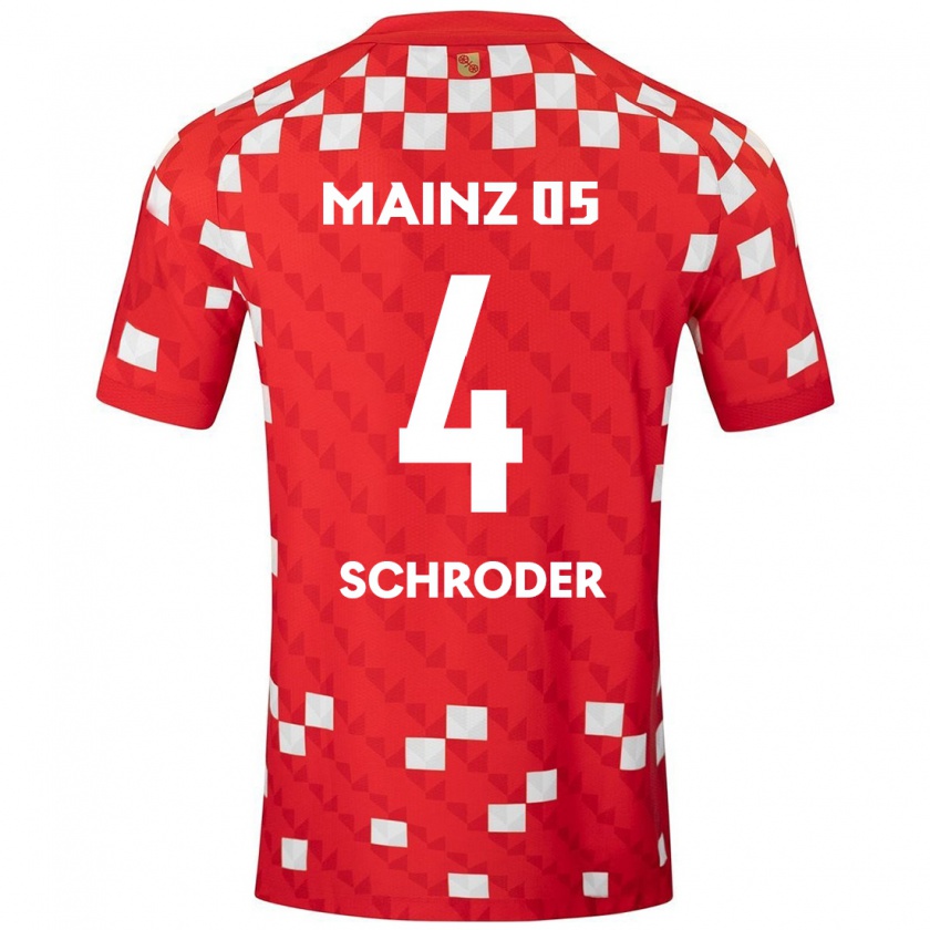 Kandiny Uomo Maglia Lara Schröder #4 Bianco Rosso Kit Gara Home 2024/25 Maglietta