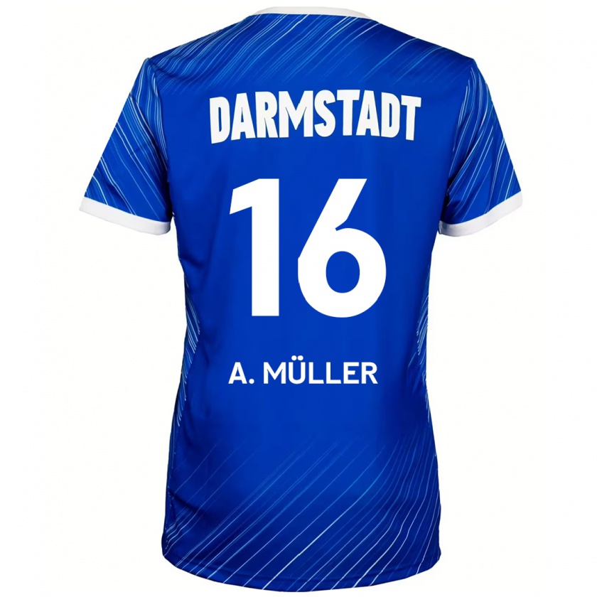 Kandiny Uomo Maglia Andreas Müller #16 Blu Bianco Kit Gara Home 2024/25 Maglietta