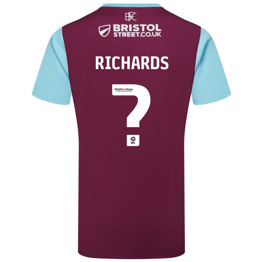 Kandiny Hombre Camiseta Jade Richards #0 Borgoña Azul Cielo 1ª Equipación 2024/25 La Camisa