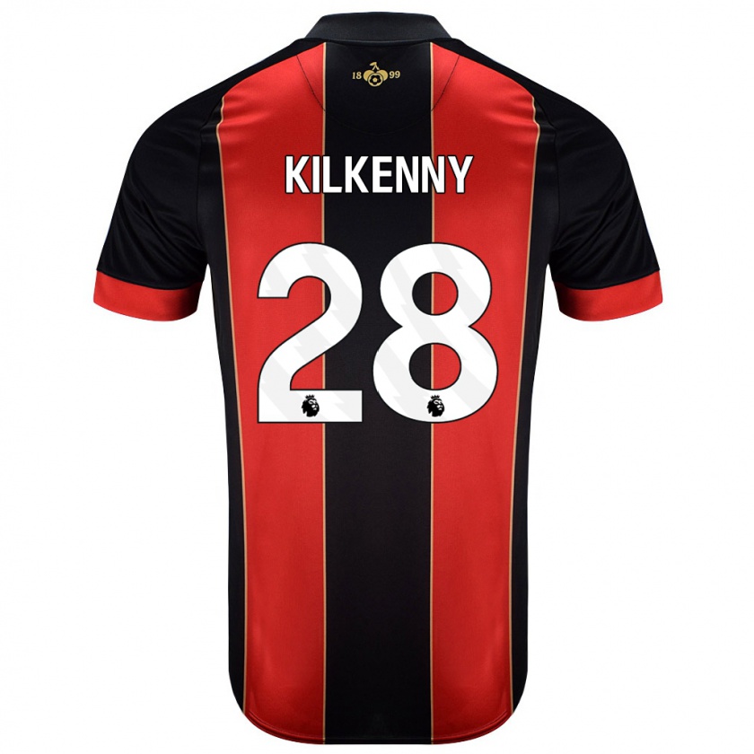 Kandiny Uomo Maglia Gavin Kilkenny #28 Rosso Nero Kit Gara Home 2024/25 Maglietta