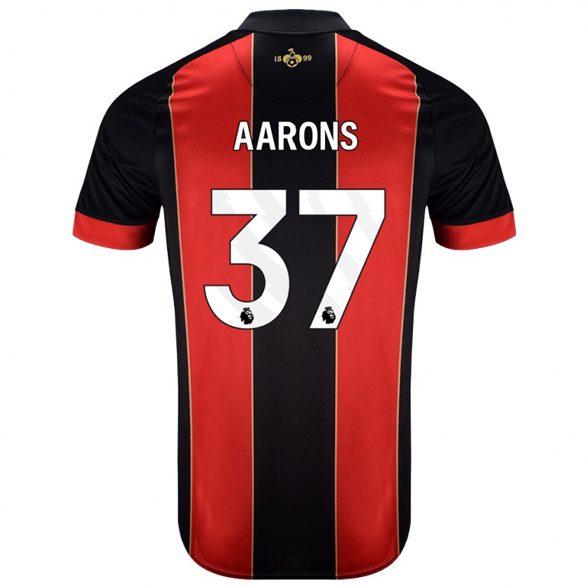 Kandiny Hombre Camiseta Max Aarons #37 Rojo Negro 1ª Equipación 2024/25 La Camisa