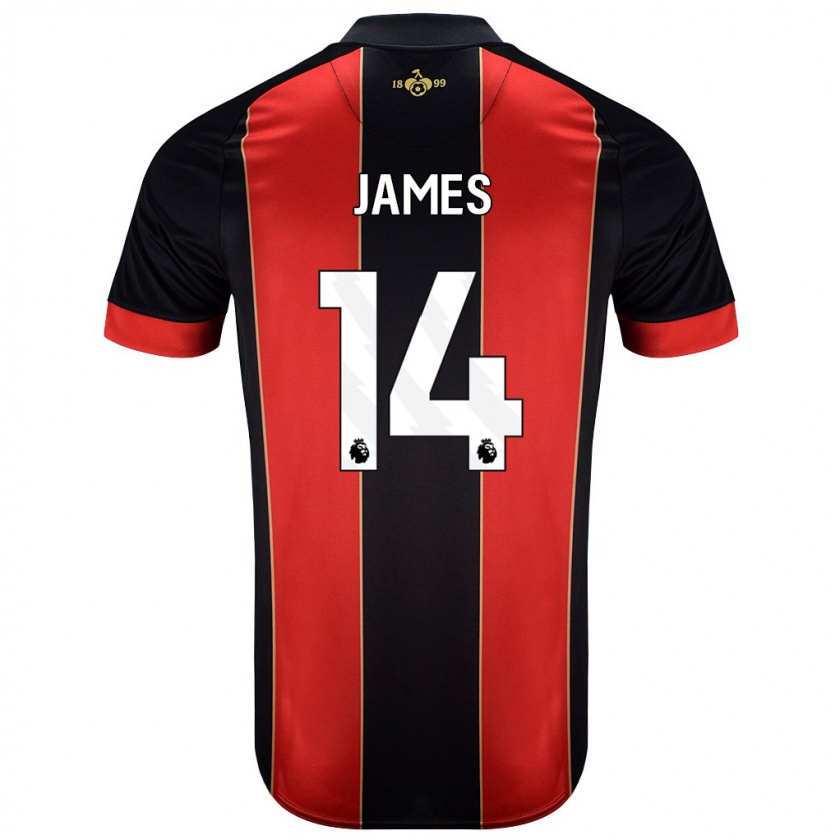 Kandiny Hombre Camiseta Katie James #14 Rojo Negro 1ª Equipación 2024/25 La Camisa